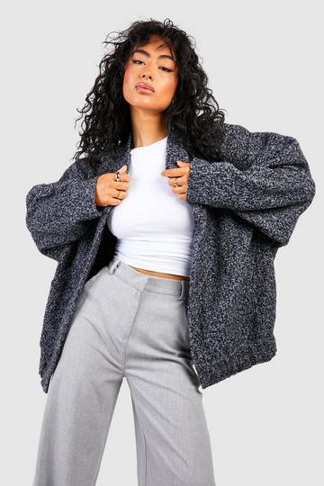 Oversized Wool Bomber Jacket slate blue